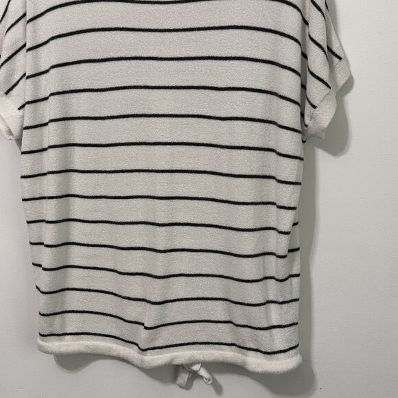 Barefoot Dreams Cozychic Ultra Lite Striped Sweater S Short Sleeve Tie Waist Top - Picture 8 of 10